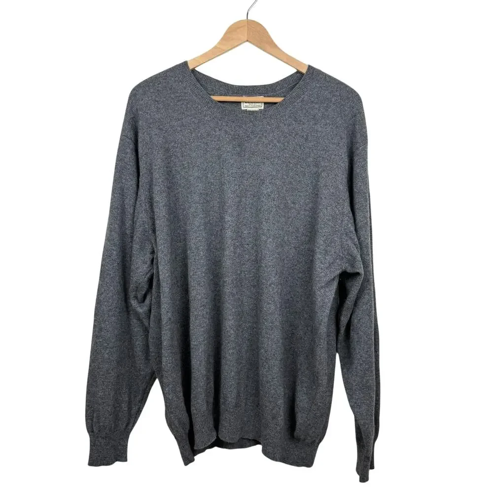L.L.Bean Cashmere Crewneck Sweater Mens XXL Gray Classic Modern Vintage